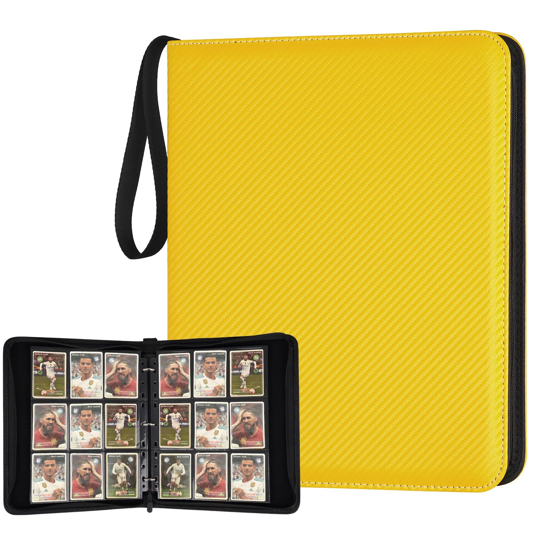 GERMUN 9 Pocket Card Binder, Premium Zip Trading Card Binder, 720 Double Sided Pocket PU Card Collection Binder, Collector Card Album, Card Folder for MTG, TCG, Sports Cards, Game Cards (yellow)