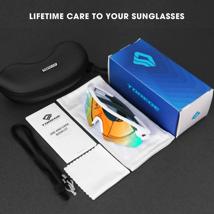 Sunglasses for Men Women Bike Cycling Fishing Running Driving Mountaineering Sports Sunglasses UV Protecting Non-Polarized Z87 TR02EV (White Grey&Orange REVO)