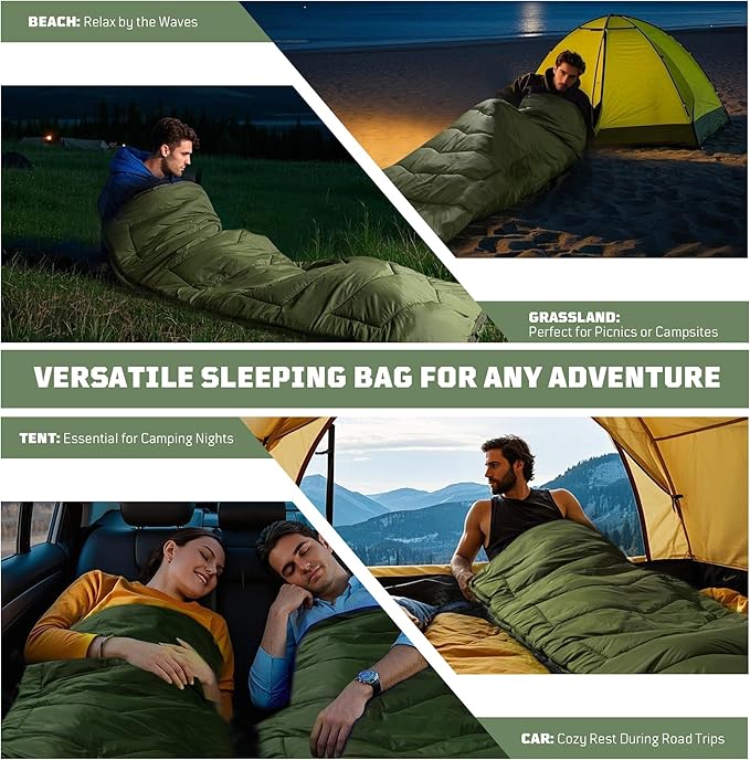 Sleeping Bags for Adults, 34°F to 43°F Ultralight Warm Cold Weather Sleeping Bag for Camping, Backpacking, Hiking, Hunting, and Outdoor Travel with Compression Sack