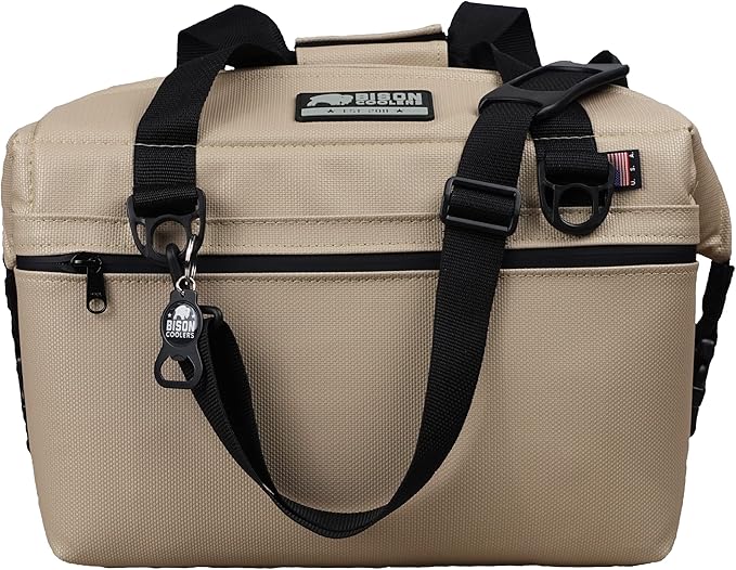 Bison Coolers Softpak Series, Made in USA, Soft Cooler Bag Insulated Leak Proof for Beach, Travel, Camping, Picnic, Car, Trips, 24+ Hour Ice Retention