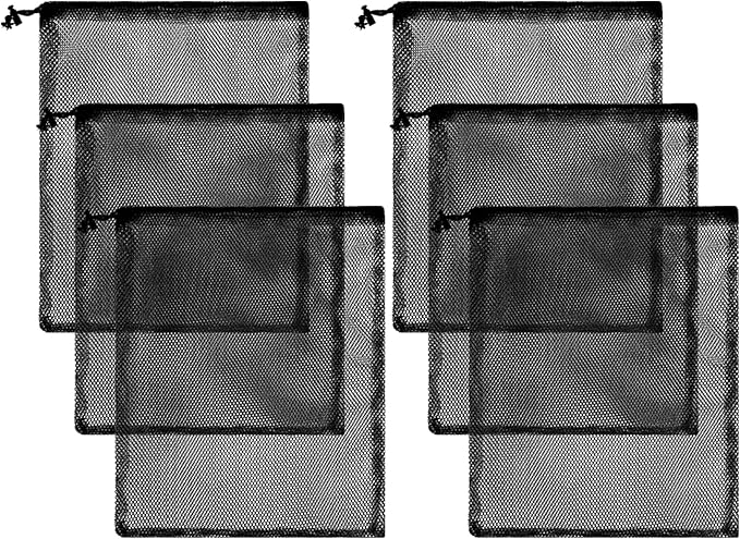 iMucci 18"X24" 12Pcs Mesh Laundry Drawstring Bag Nylon Drawstring Gym Bag with Cord Lock Closure