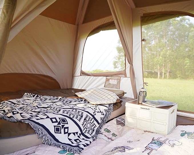 Vidalido 4-6 Person Camping Tent with 3 Door 2 Room Large Family Cabin Tents, Double Layer Waterproof Portable Glamping Tent, Big Tents for Outdoor Camping Hiking and Backpacking