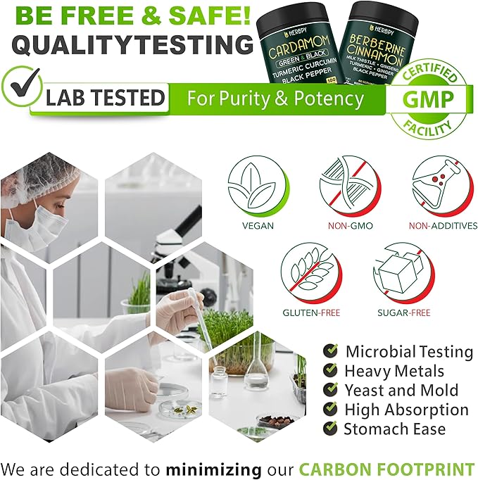 Bundle 7in1 Berberine HCl 97% 120 Count & 4in1 Cardamom Capsules 100 Count - Support Immune, Digestion, Heart Health, and Natural Wellness