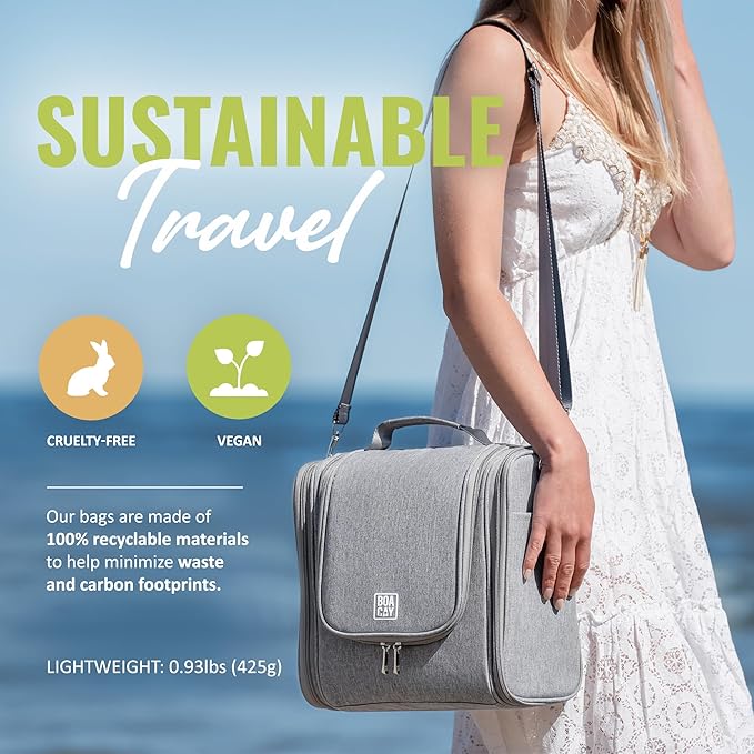 BOACAY Extra Large Hanging Travel Toiletry Bag for Women and Men, Makeup Bag, Bathroom & Shower Organizer Kit for Accessories, Cosmetics, Essentials