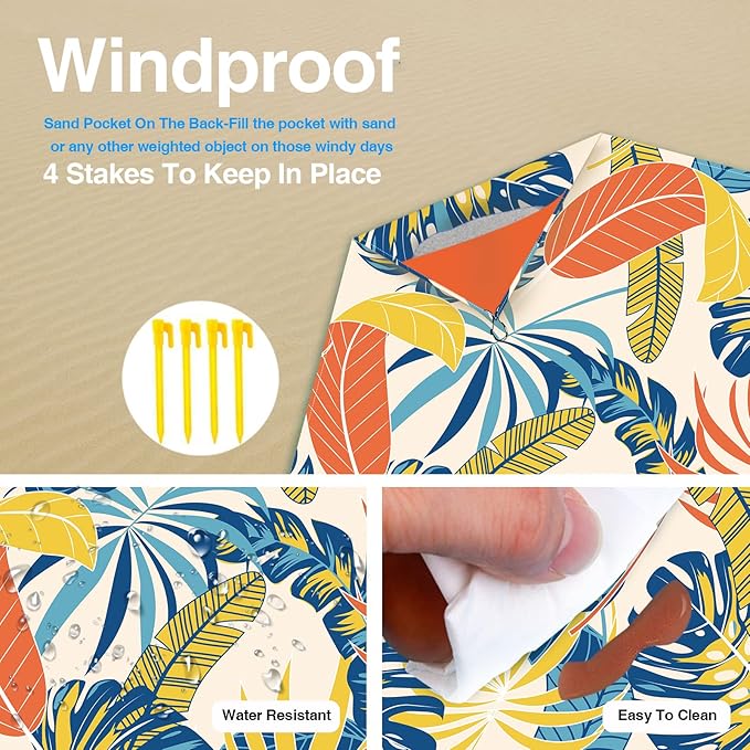 Beach Blanket Sandproof, Waterproof Beach Mat Oversized 79 X 83 Inch for 4-6 Adults, Lightweight Beach Blanket for Outdoor Travel Camping Hiking