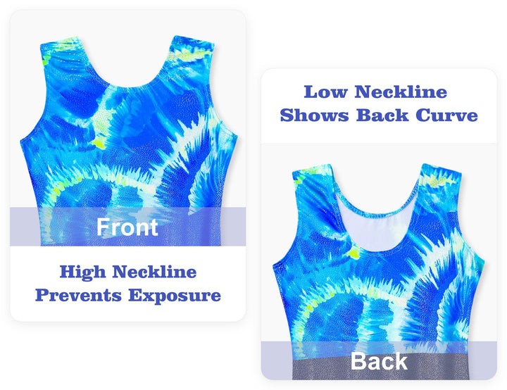 Domusgo Leotard for Girls Gymnastics Size 5-6 Years Old Black Blue Shells Tumbling Biketard