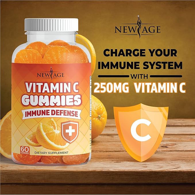 Zinc Gummies - 2 Pack - 50mg High Immune Booster Zinc Supplement, Immune Defense, Powerful Natural Antioxidant, Non-GMO - by New Age (Zinc/Vitamin C)