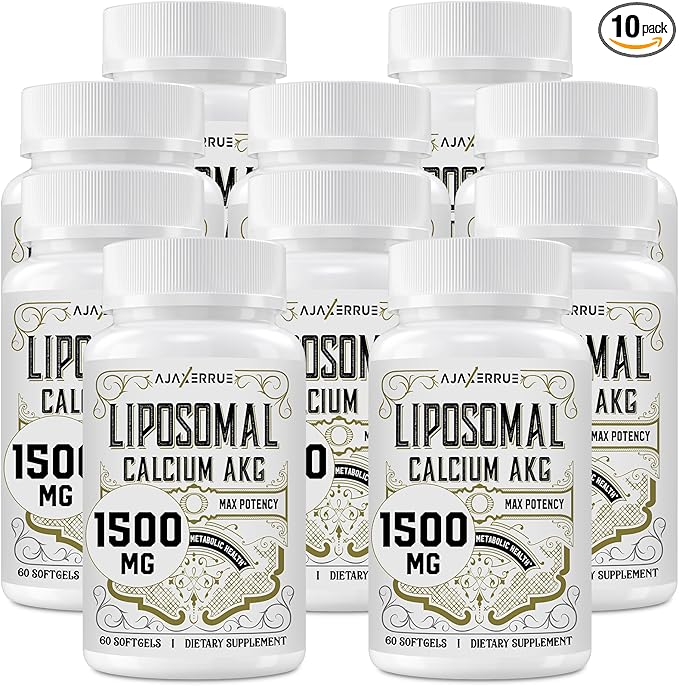 Liposomal Calcium AKG Supplement 1500 MG (Alpha-Ketoglutaric Acid), High Absorption, More Effective Than AAKG, Ca AKG for Longevity, Age Defense, Cellular Energy, Metabolic Function, 600 Softgels
