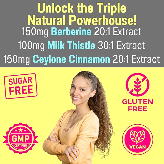 Sugar Free Gummies Gummies with Chromium Picolinate TUDCA NAC Organic Ceylon Cinnamon Milk Thistle Berberine | Capsules Powder Supplements Alt | Bile Salts N-Acetyl-L-Cysteine Biotin N-Acetylcysteine