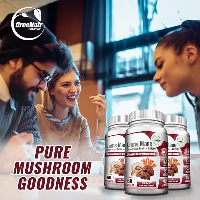 Complete Mushroom Supplement -10 in 1 Complex with Lions Mane, Cordyceps, Shiitake, Chaga, Turkey Tail for Immune Support, Memory, Focus & Natural Energy Booster - 60 Capsules (1 Bottle)