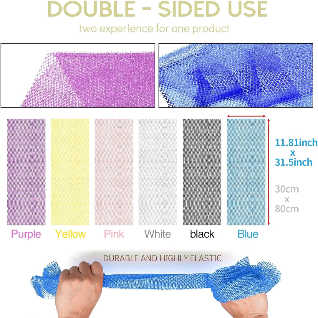 3-Piece African Net Bath Sponge Set | Exfoliating Body Scrubber | Blue