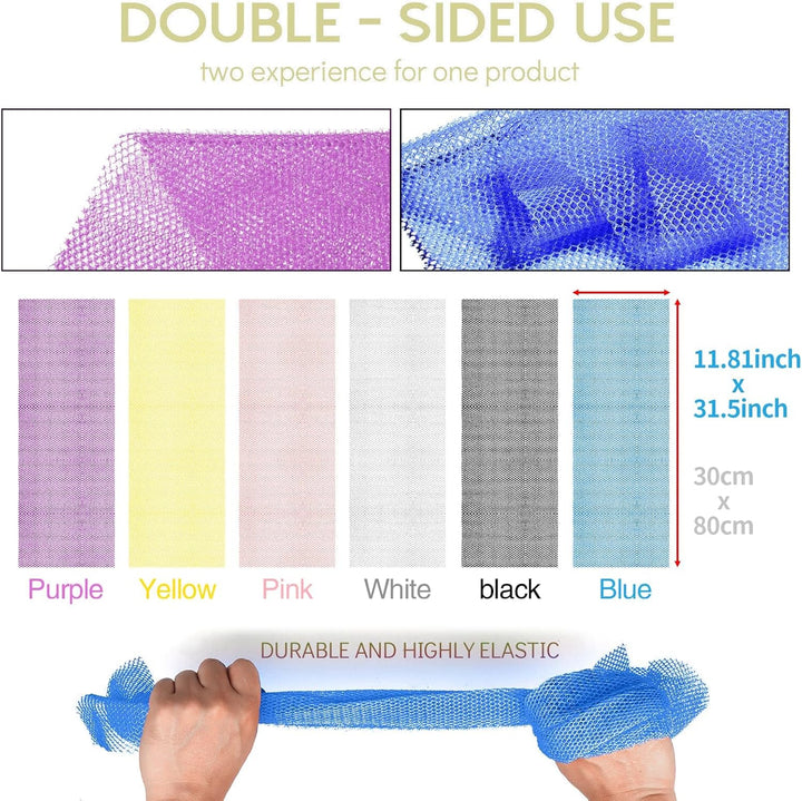 3-Piece African Net Bath Sponge Set | Exfoliating Body Scrubber | Blue
