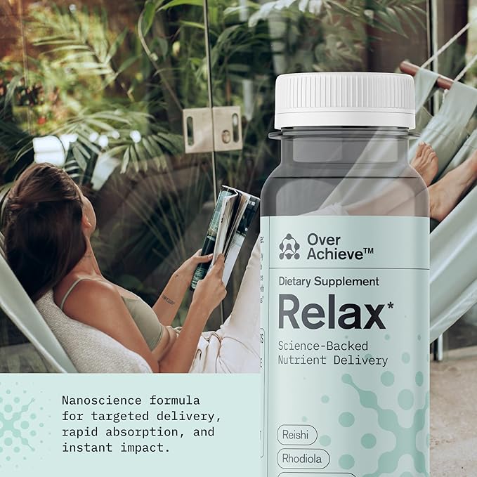Supplement Variety Pack with Advanced Nanoscience Technology, 12 Pack, Stress Calming Relax Drink, Sleep Aid Drink, Mushroom Supplement Drink, 2 oz Shot