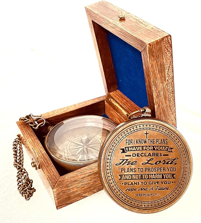 Religious Gifts for Men Engraved Compass for I Know The Plans -God, Camping Compass Christian Gifts Catholic Boys Girls Baptism Communion Inspirational Graduation Gifts