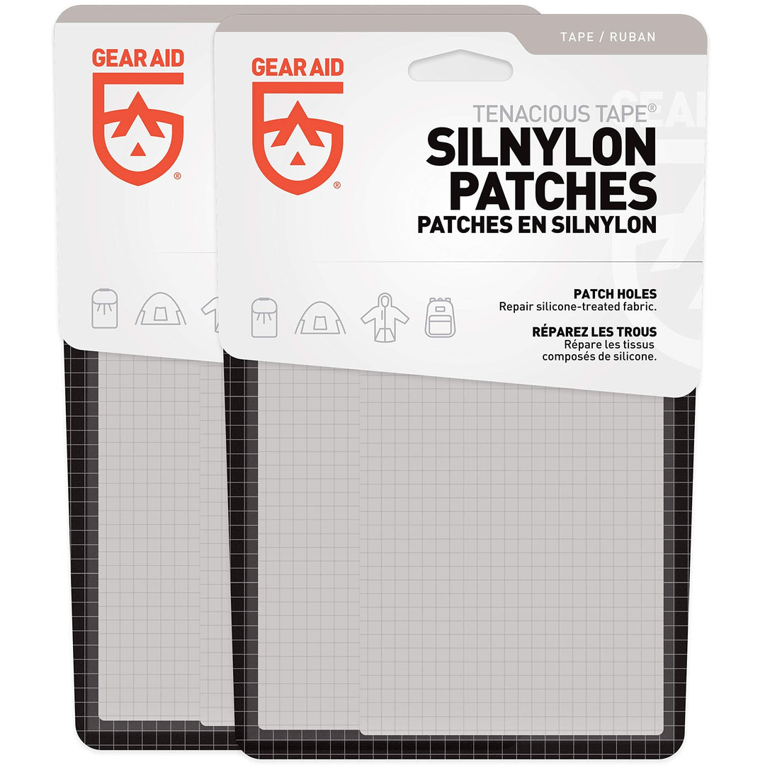 GEAR AID Tenacious Tape Silnylon Patches for Silicone Tent and Tarp Repair, 2-pk, 3”x5”