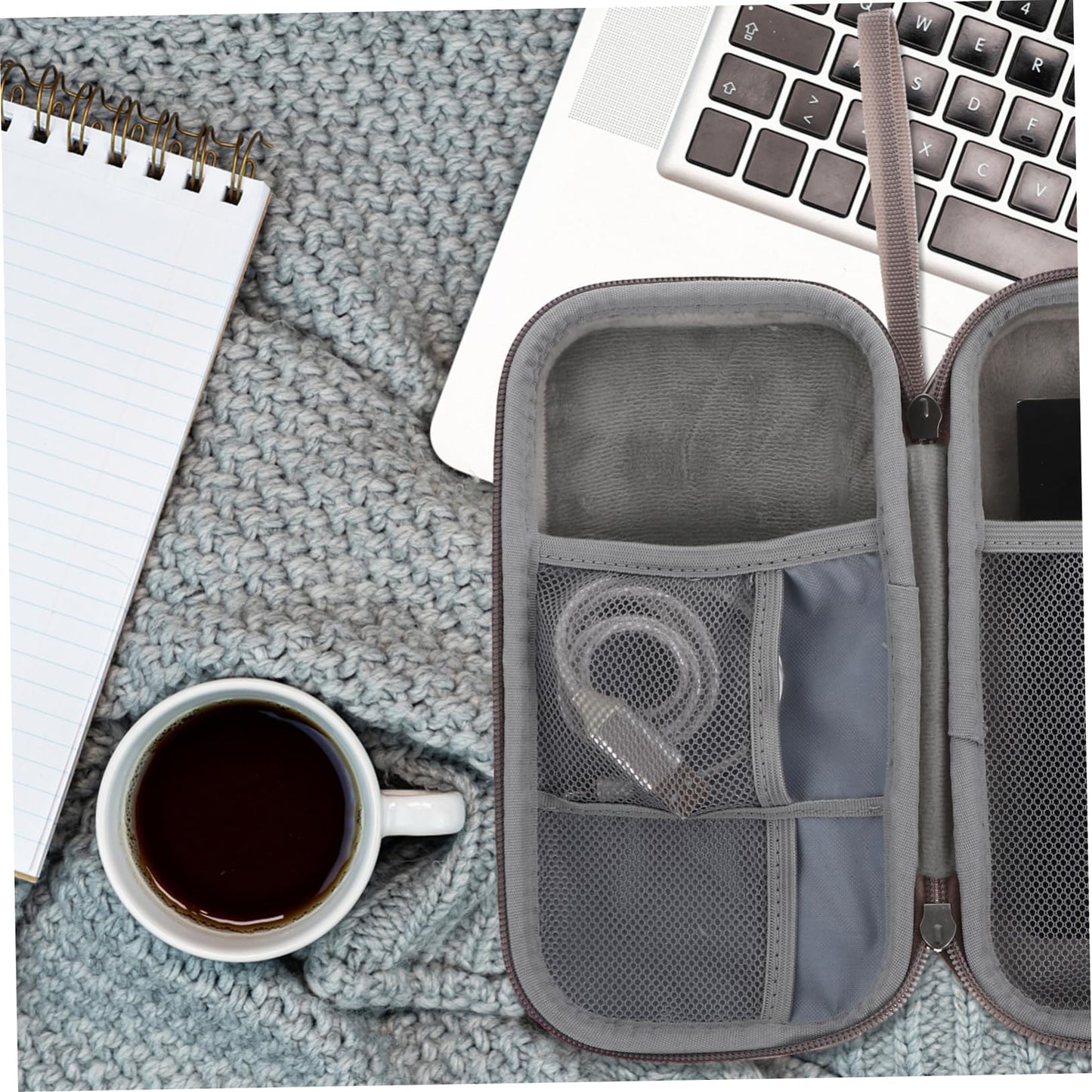 Yardenfun Power Bank Storage Bag Eva Shockproof Travel Electronic Organizer for Digital Products Pouch Convenient for Phone Container and Usb Cables Grey