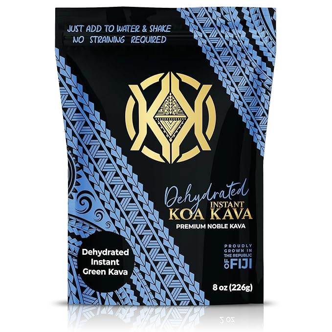 Koa Kava Dehydrated Instant Kava - 100% Dehydrated Instant Green Fijian Kava Root Powder, 8 oz (226g) Bag