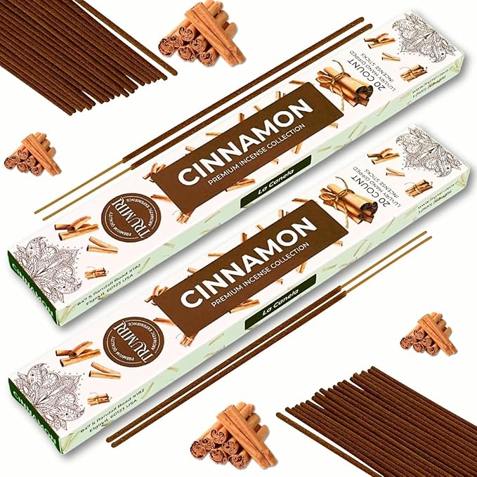 Cinnamon Incense Sticks - Incienso de Canela - Total 40 Insence-Sticks - Dual Pack of 20 Insense - Inciensos - Inscents - Natural Non Toxic Ingredients - Incents - Incence - Inscense