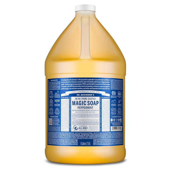 Dr. Bronner's Pure-Castile Liquid Soap | Peppermint 64 Oz | Vegan & Organic