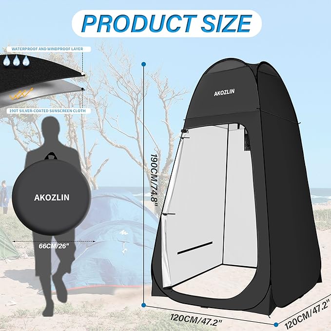 AKOZLIN Portable Pop Up Shower Tent Instant Privacy Dressing Changing Tent Outdoor Shower Room Camp Toilet Tent