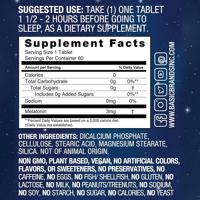 Sleep Melatonin, 3mg, Natural Sleep Support (Pack of 2)