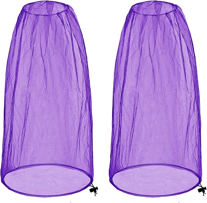 2 Pack Ultra Large Mosquito Net 42x25 Inches Mosquito Head Net Oversized Insect Netting Bug Fits Most Hats for Gardening Hiking Fishing Traveling(Purple)