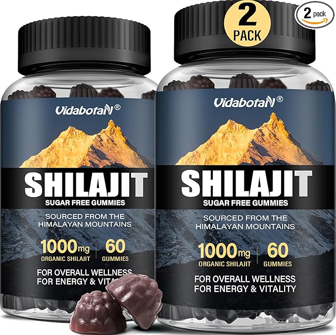 Sugar Free Shilajit Gummies 1000mg – Pure Shilajit Supplement for Men & Women – 85+ Trace Minerals & Fulvic Acid with Ashwagandha- Energy, Brain, Immunity –Mixed Berry Flavor,120 Gummies