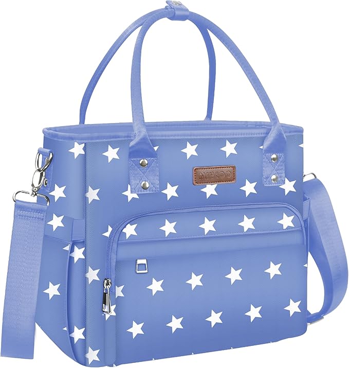 Lunch Bag Lunch Box Women - Leakproof Insulated Lunch Cooler Bag for Women - Large Lunch Tote Bags Adults, Blue Pentagram