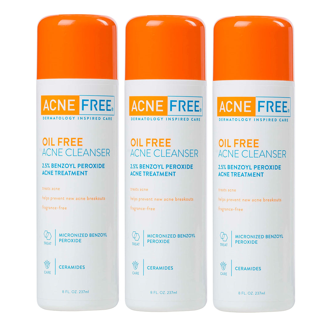 Acnefree Oil-Free Acne Cleanser For Oily Skin And Acne Prone Skin Formulated With Benzoyl Peroxide 2.5%, Helps Clear Blemishes A