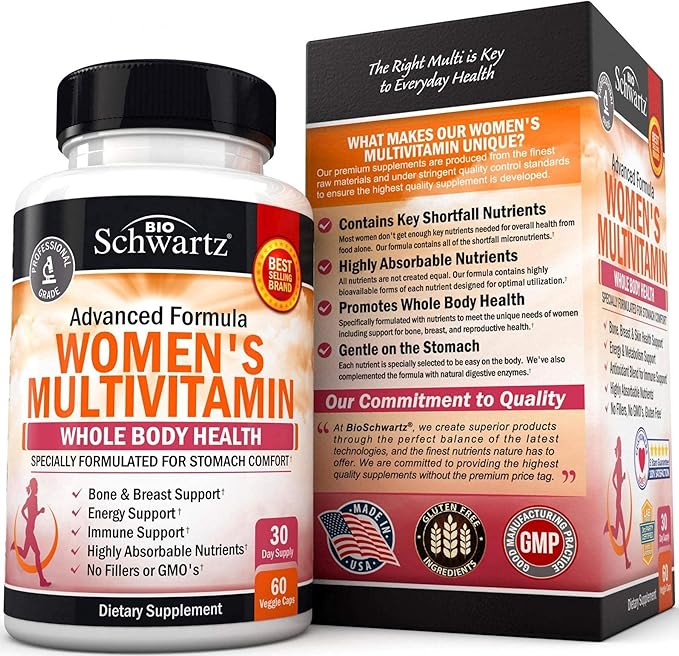 Multivitamin for Women with Vitamin D3 - Multivitamins for Bone Breast Skin Joint Energy - Vitamins for Immunity Support - Immune System Boost Natural Immune Defense - Joint Support Supplement - 60Ct