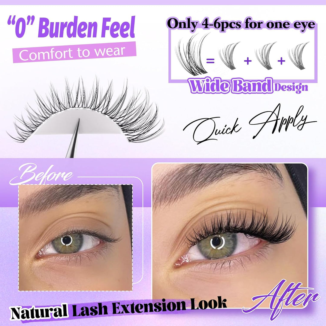 ALICE DIY Natural Lash Clusters | Wispy Anime Cat Eye | 10-16mm, 144 Pcs