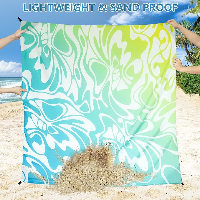 Beach Blanket Waterproof Sandproof Extra Large Beach Mat 79" X 83"/120"x108"for 1-8 Adults Quick Drying Durable Outdoor Picnic Mat for Beach Travel Camping Hiking