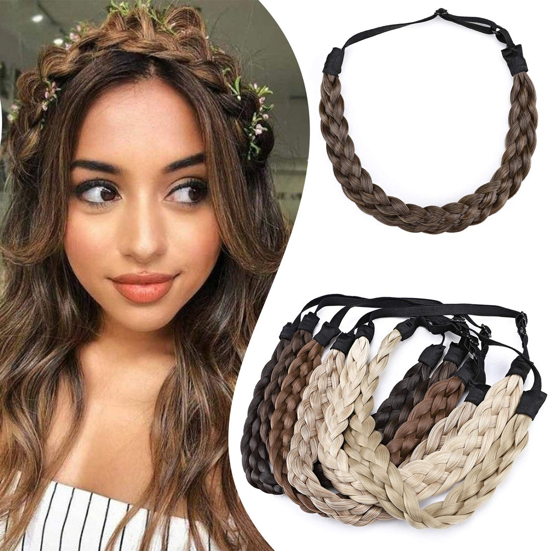 Hairro Braid Hairband Braided Hair Band Synthetic Hair Plaited Braided Headband Elastic Stretch Chunky Braided Hairpiece For Wom