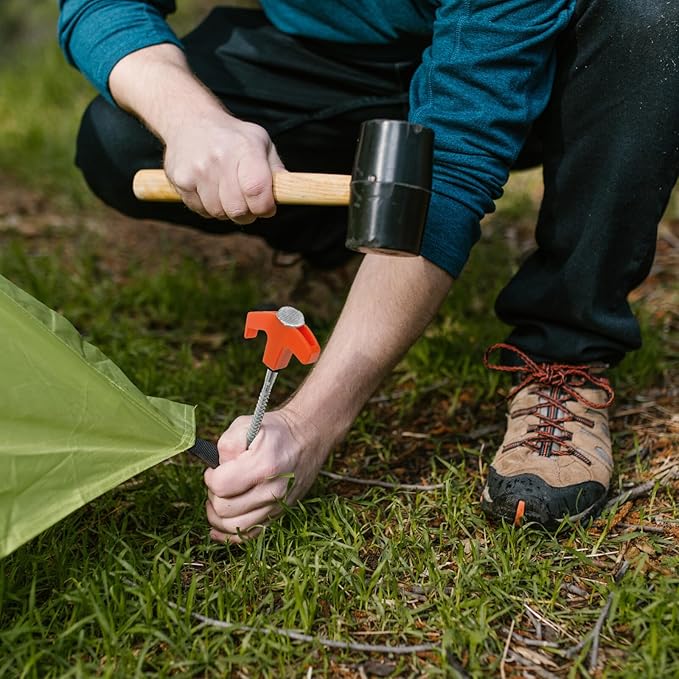 8Pcs Tent Stakes Heavy Duty Camping Stakes, 8" Non-Rust Metal Tent Pegs, Metal Threaded Tent Spikes, Tent Pegs Camping Stakes, Metal Tent Spikes for Outdoor Camping,Garden,Hiking
