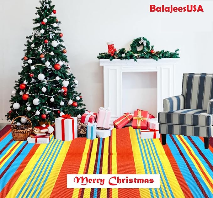 BalajeesUSA Outdoor Patio Rugs clearance 6'x9' (183 cm x 274 cm) Multi Color 20270