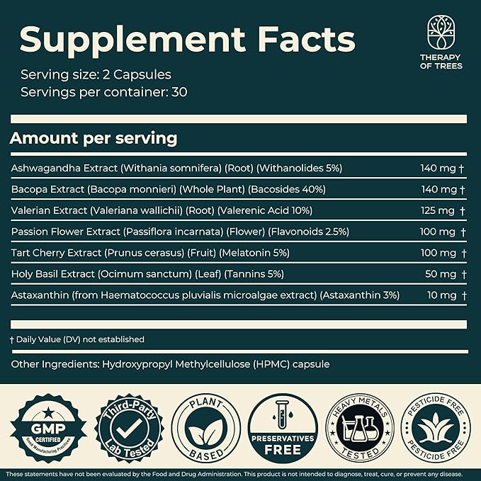 Advanced Sleep Aid with Melatonin and 7 Super Plants | Non-Habit Forming, 100% Natural Sleep Supplement | Only Plants Nothing Else, Natural Sleep Aids for Adults | Melatonin 5mg (Pack of 2)
