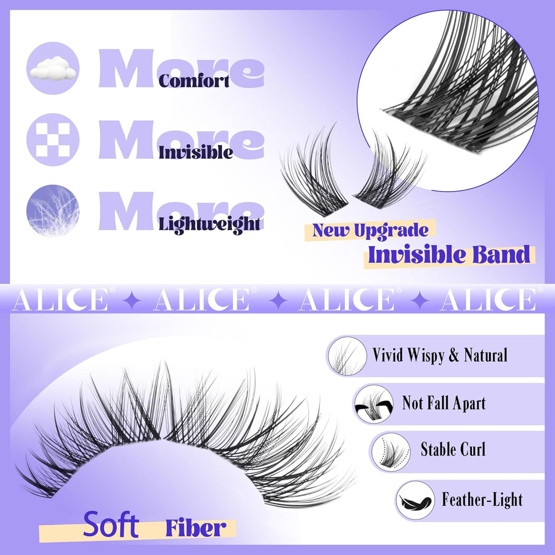 ALICE DIY Natural Lash Clusters | Wispy Anime Cat Eye | 10-16mm, 144 Pcs