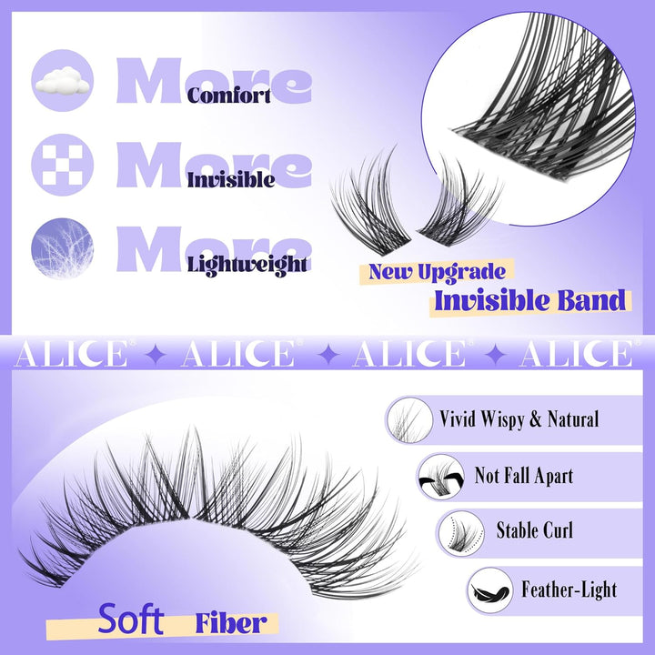 ALICE DIY Natural Lash Clusters | Wispy Anime Cat Eye | 10-16mm, 144 Pcs