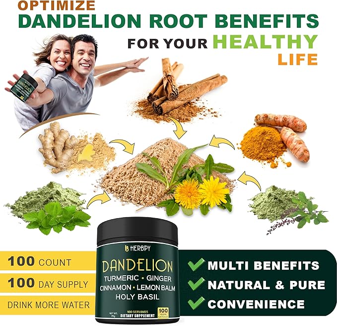 Bundle 6in1 Dandelion Supplement & 5in1 Valerian Root Supplement - Support Heart Health, Immune, Digestive, Restful Night and Relaxation