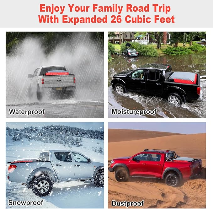 Sailnovo Truck Bed Cargo Bag, 26 Cubic ft 100% Waterproof Cargo Bag for Truck Bed, Heavy Duty PVC Truck Cargo Bag Fits Any Truck Size with 4 Stretch Cord, Packing Bag (50''x40''x22'') Red