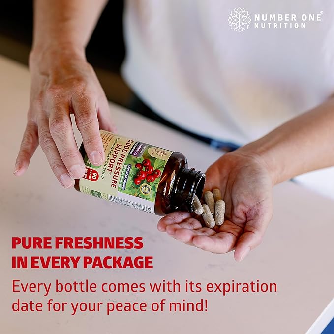 2-Pack N1N Premium Blood Pressure Support with Hawthorn and Hibiscus [13 Potent Ingredients], Natural Supplement to Support Blood Flow Health, 180 Caps