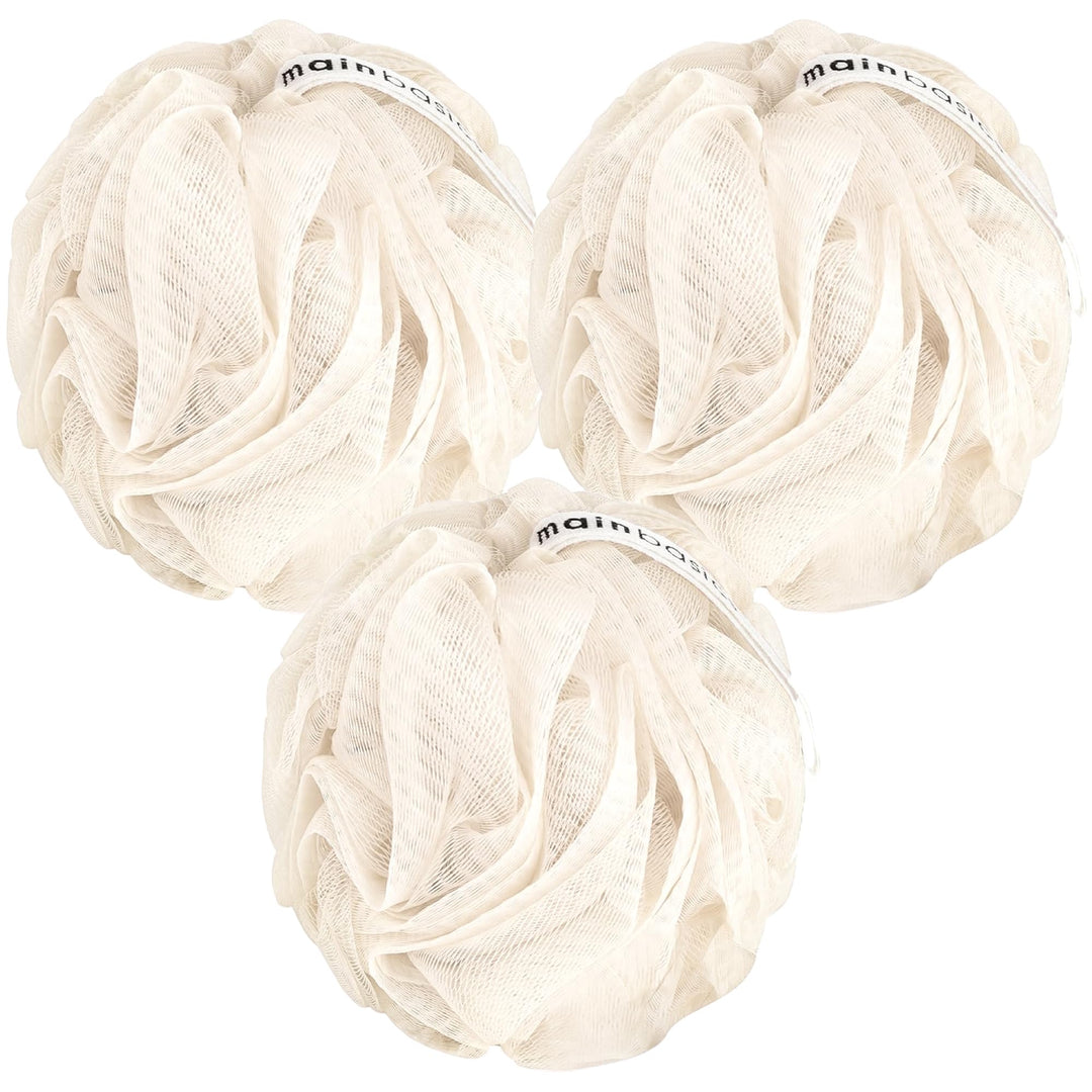 Mainbasics Seaweed Infused Bath Shower Loofah Sponge Pouf Body Wash Scrubber (Set Of 3)