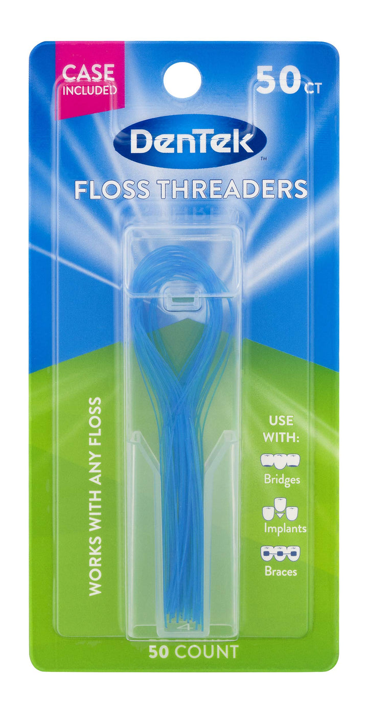DenTek Floss Threaders | For Braces, Bridges, and Implants | 50 Count (Pack of 1)