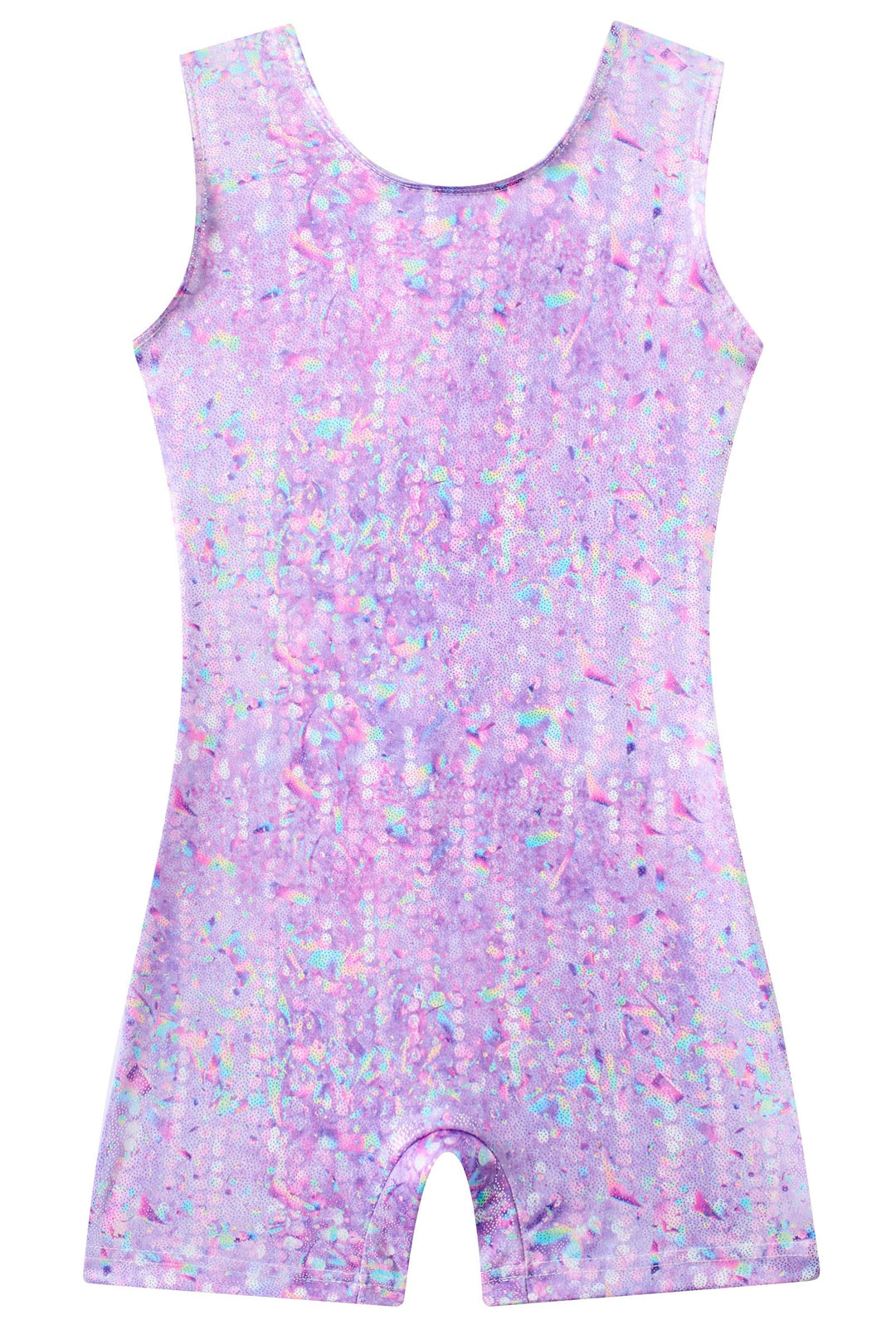 Funnycokid Gymnastics Leotards for Girls Dance Outfits Unitard Sparkly Clothes with Shorts, Purple 03, 5-6 Years