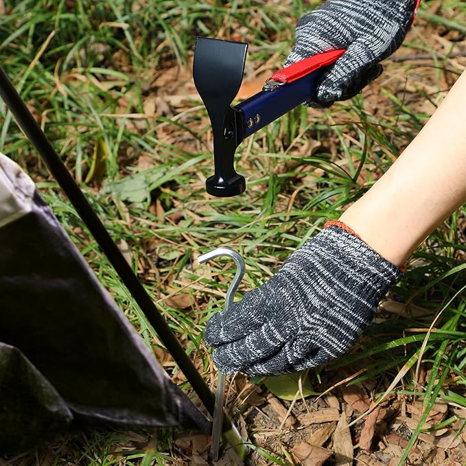 REDCAMP Aluminum Camping Hammer with Hook, 12" Portable Lightweight Multi-Functional Tent Stake Hammer for Outdoor,Black/Red/Orange/Blue
