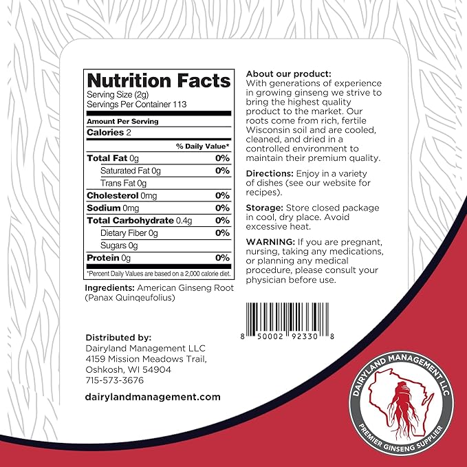 Dairyland American Ginseng Slices 8 oz and Capsules 75 ct Pack of Wisconsin Ginseng – Direct from Farmer to Consumer 西洋参