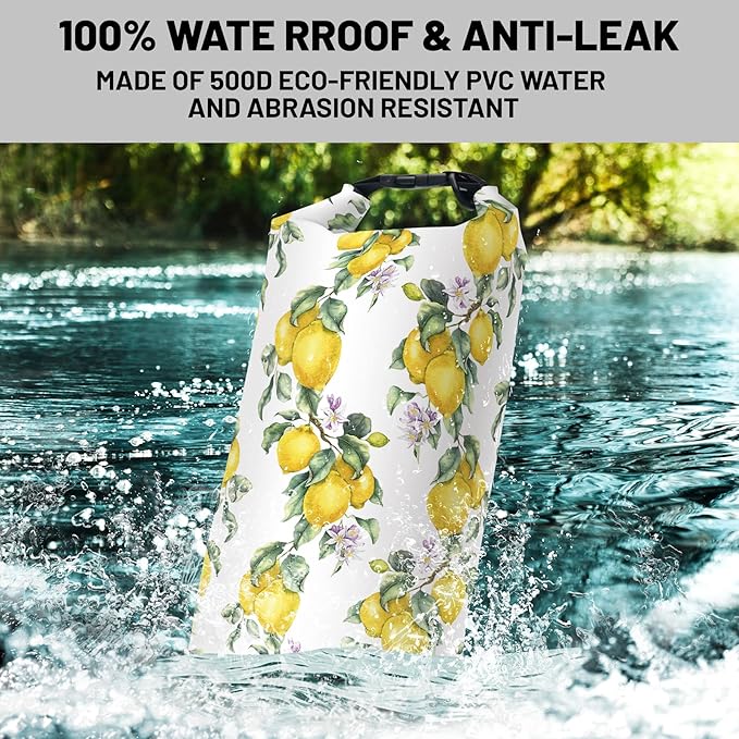 Waterproof Dry Bag,Roll Top Summer Lemon Waterproof Backpack 5L/10L/20L Floating and Lightweight Bags for Kayaking, Boating, Fishing, Swimming and Camping with Waterproof Phone Case