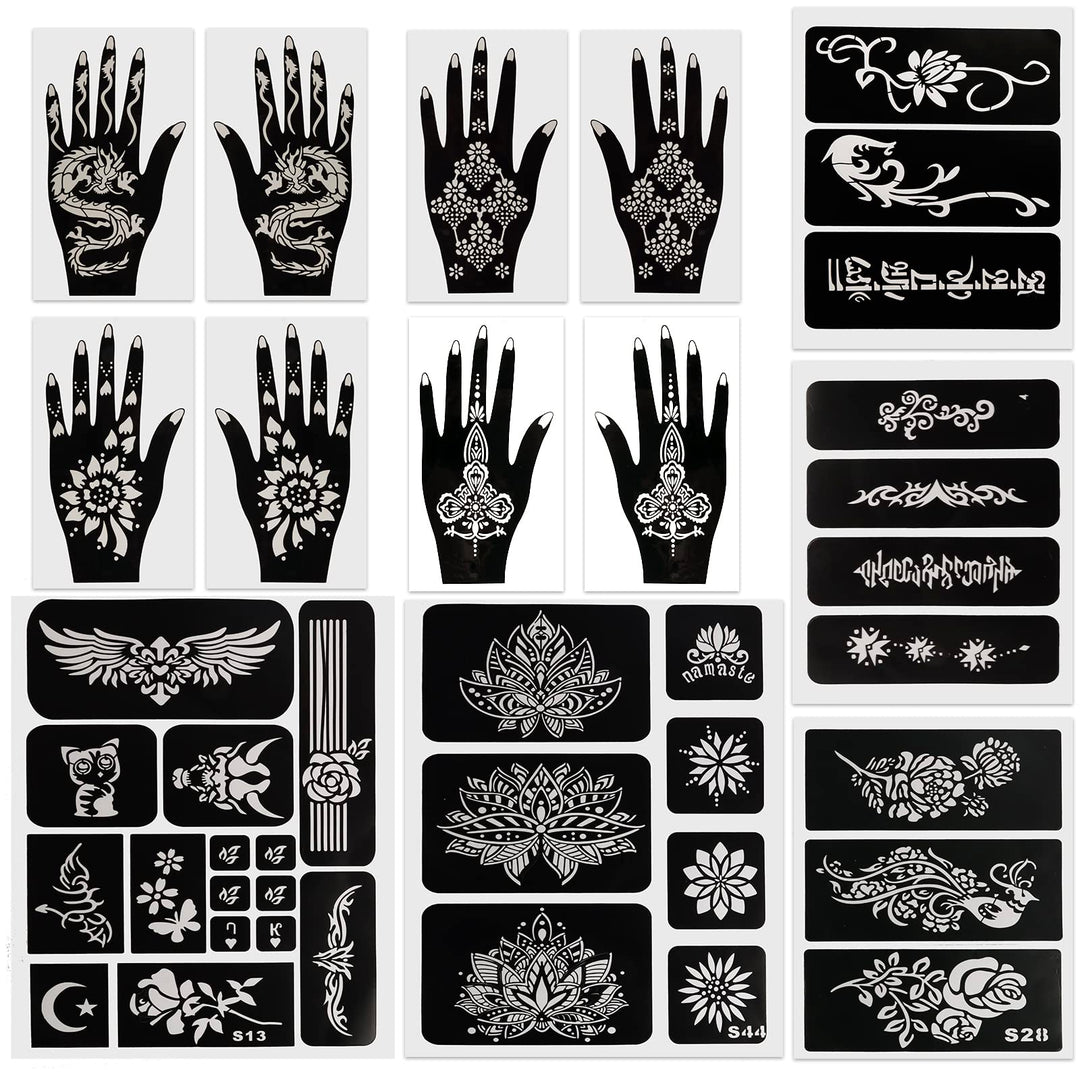 Kapopi Henna Tattoo Stencil Kit, Henna sexy temporary tattoo stickers For Women, girls and teenagers，Body Art Painting (Henna Tattoo Kit B)