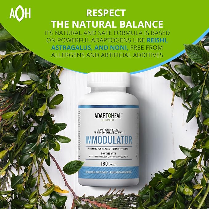 Immodulator - Adaptogenic Supplement for Well-Being, with Ginseng, Ashwagandha, Reishi Mushroom - Supports Stress Response, Mood Balance and Immune System Function (180 Capsules/700 mg)