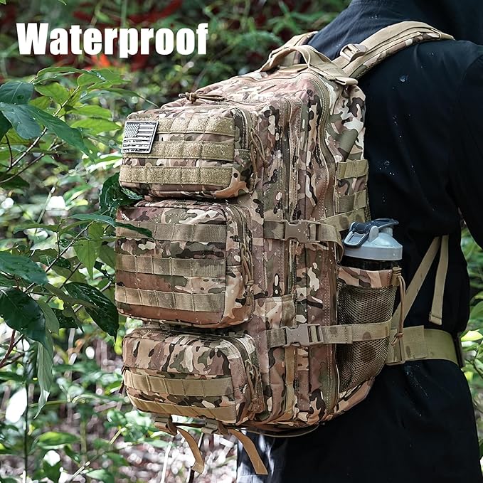 Military Tactical Backpack 50L Large Day Backpack for Men Molle Army 3 Days Assault Pack Bug Out Bag Water Resistant and Heavy Duty Hiking Treeking Rucksack - Camouflage